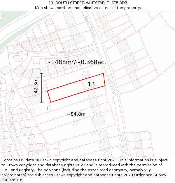 13, SOUTH STREET, WHITSTABLE, CT5 3DR: Plot and title map