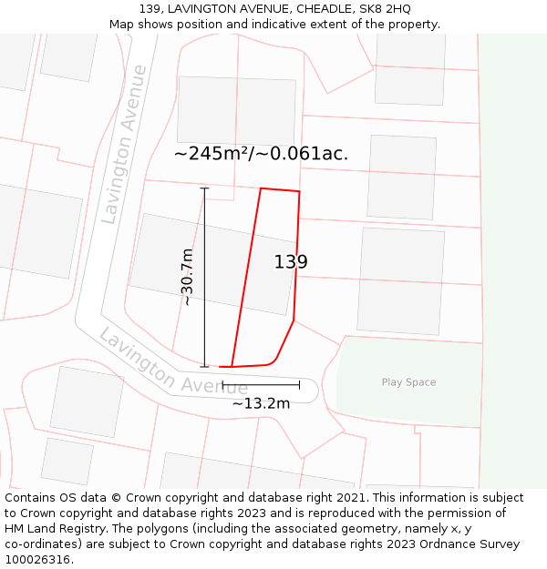 139, LAVINGTON AVENUE, CHEADLE, SK8 2HQ: Plot and title map