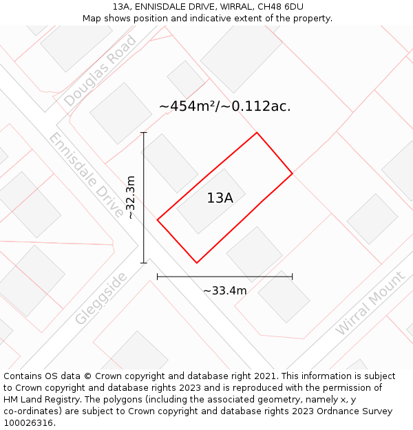 13A, ENNISDALE DRIVE, WIRRAL, CH48 6DU: Plot and title map