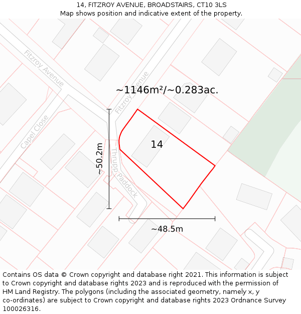 14, FITZROY AVENUE, BROADSTAIRS, CT10 3LS: Plot and title map