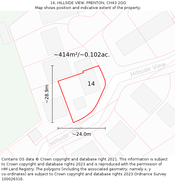14, HILLSIDE VIEW, PRENTON, CH43 2GG: Plot and title map