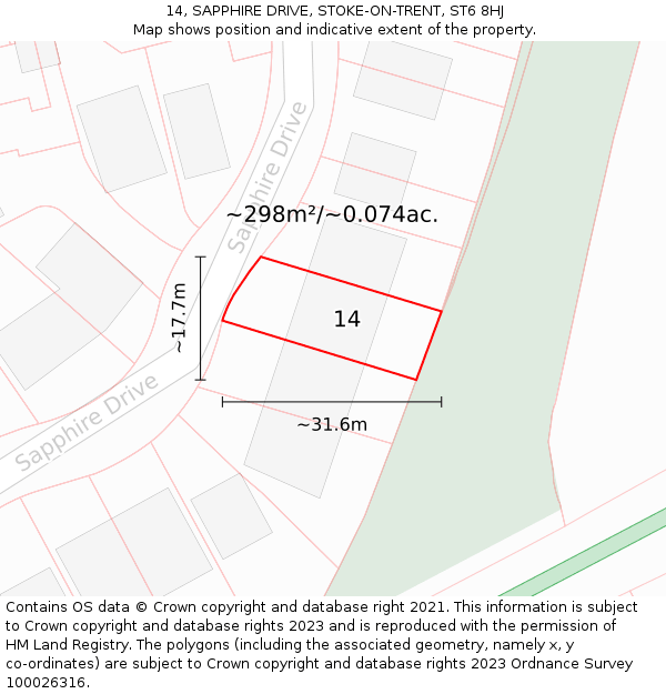 14, SAPPHIRE DRIVE, STOKE-ON-TRENT, ST6 8HJ: Plot and title map