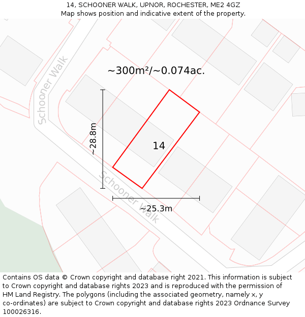 14, SCHOONER WALK, UPNOR, ROCHESTER, ME2 4GZ: Plot and title map