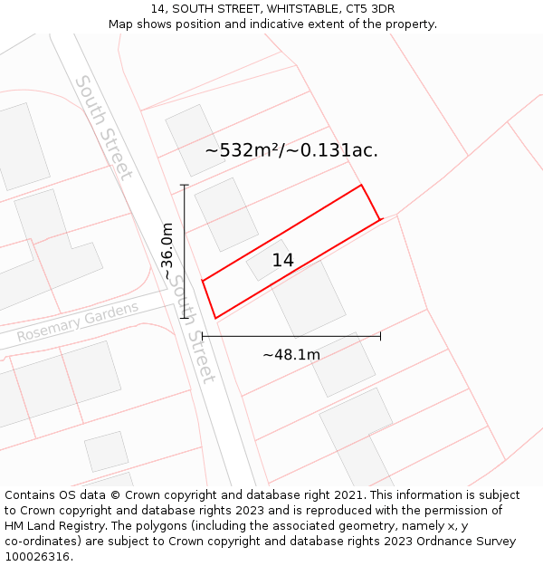 14, SOUTH STREET, WHITSTABLE, CT5 3DR: Plot and title map