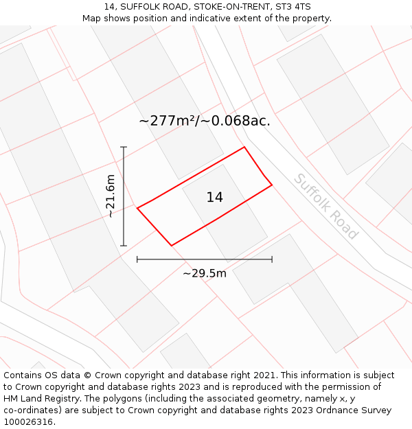 14, SUFFOLK ROAD, STOKE-ON-TRENT, ST3 4TS: Plot and title map
