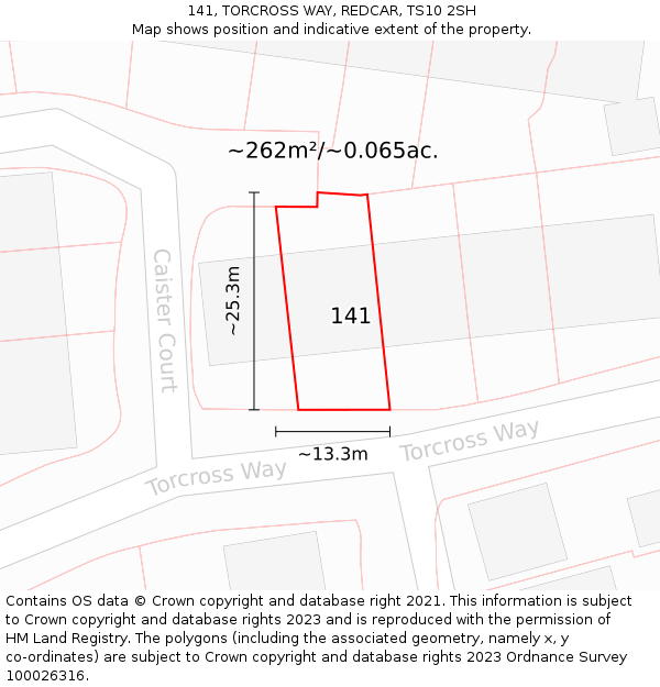 141, TORCROSS WAY, REDCAR, TS10 2SH: Plot and title map