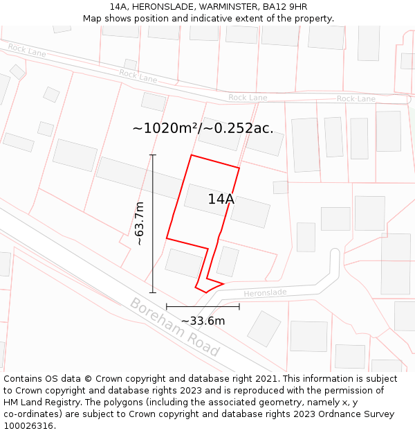 14A, HERONSLADE, WARMINSTER, BA12 9HR: Plot and title map