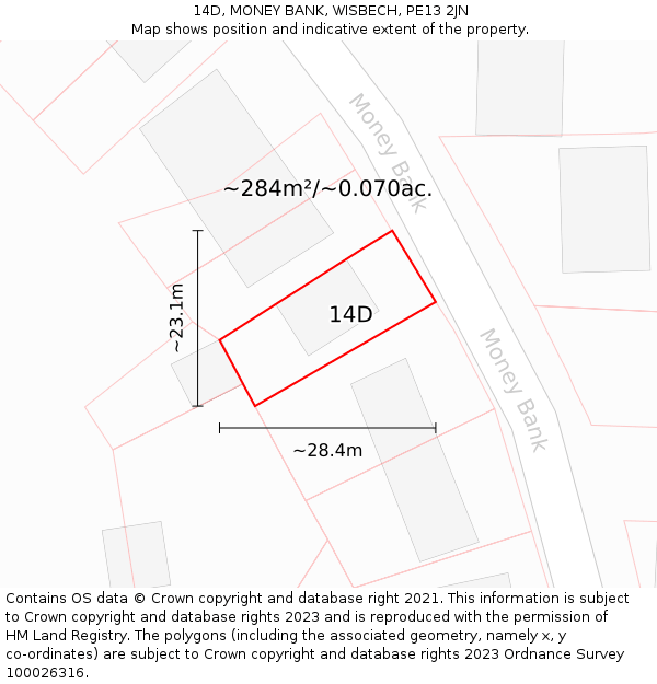 14D, MONEY BANK, WISBECH, PE13 2JN: Plot and title map