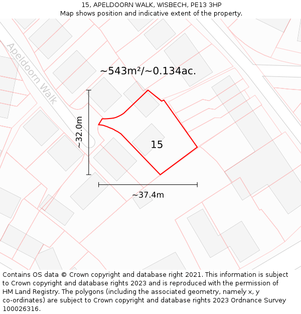 15, APELDOORN WALK, WISBECH, PE13 3HP: Plot and title map