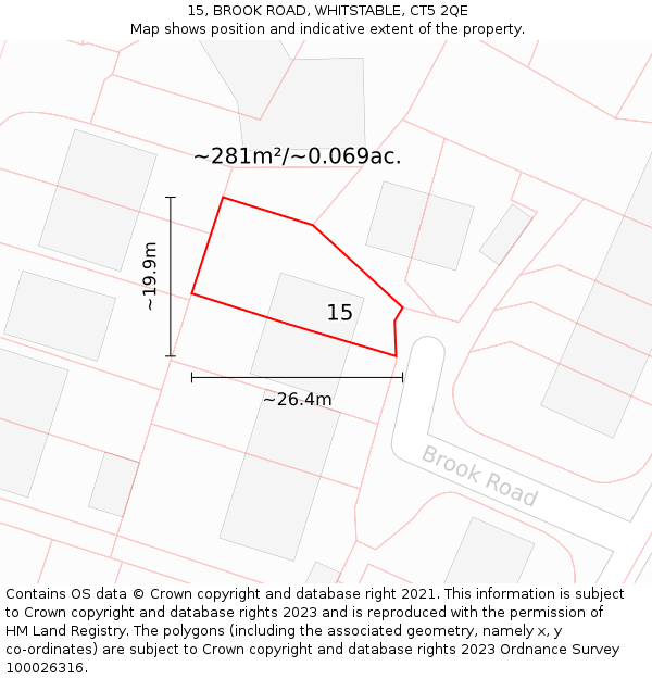 15, BROOK ROAD, WHITSTABLE, CT5 2QE: Plot and title map