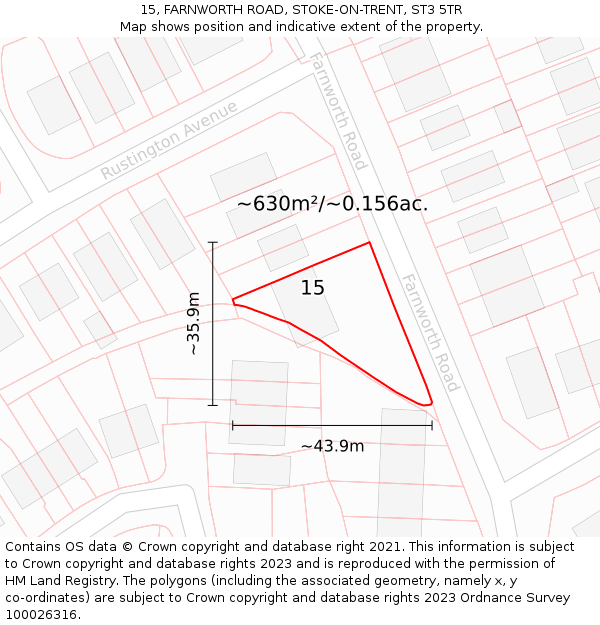 15, FARNWORTH ROAD, STOKE-ON-TRENT, ST3 5TR: Plot and title map