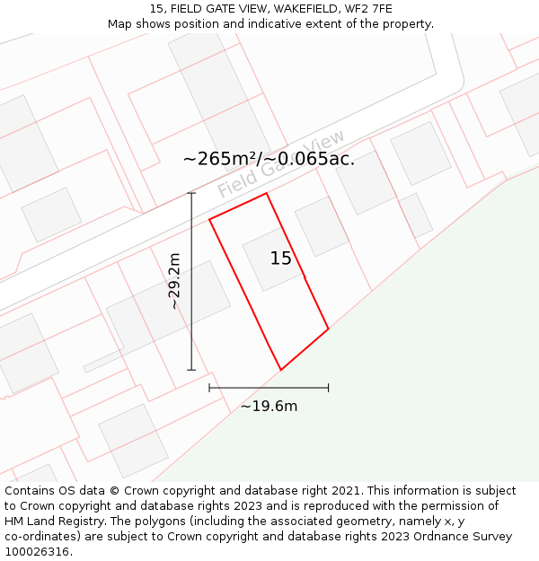 15, FIELD GATE VIEW, WAKEFIELD, WF2 7FE: Plot and title map