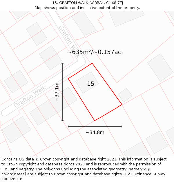 15, GRAFTON WALK, WIRRAL, CH48 7EJ: Plot and title map