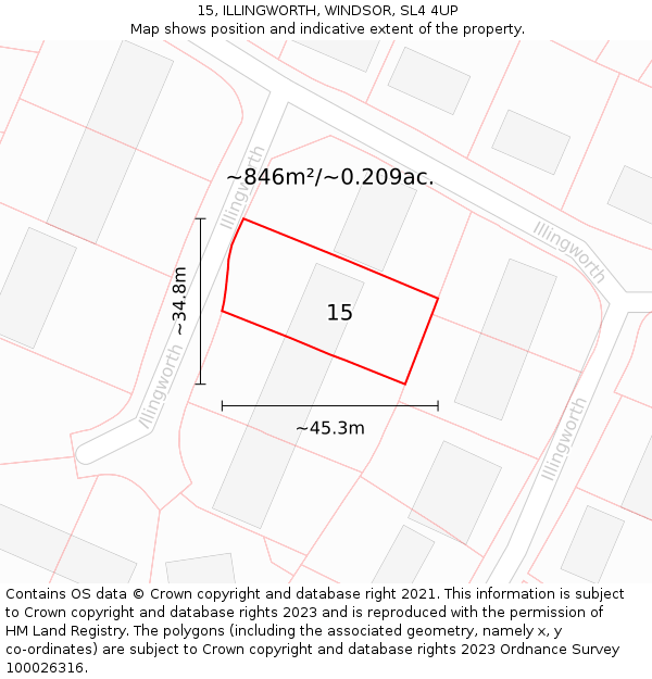 15, ILLINGWORTH, WINDSOR, SL4 4UP: Plot and title map