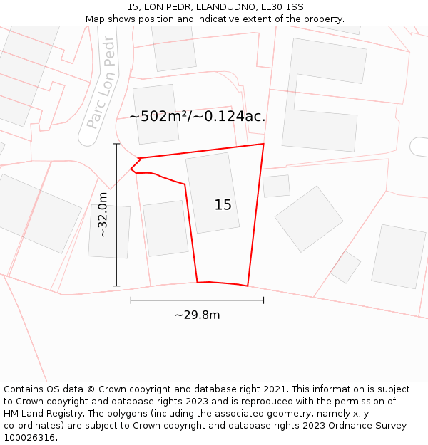 15, LON PEDR, LLANDUDNO, LL30 1SS: Plot and title map