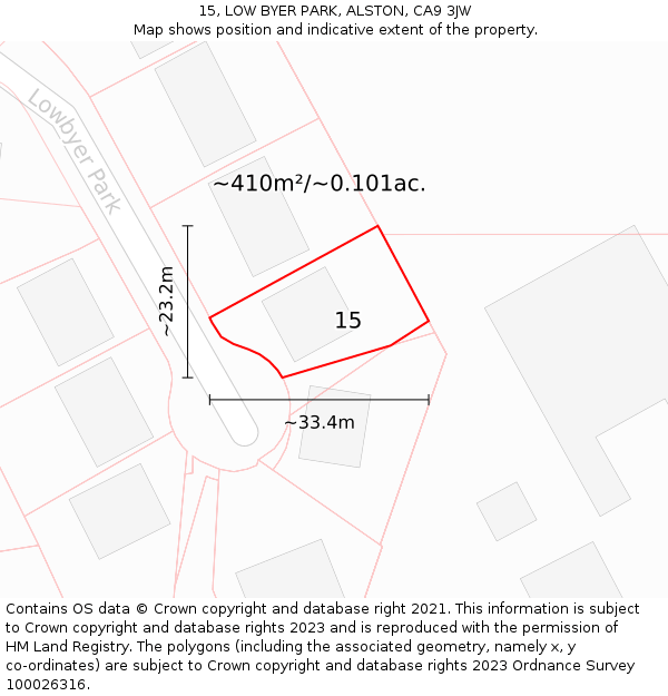 15, LOW BYER PARK, ALSTON, CA9 3JW: Plot and title map