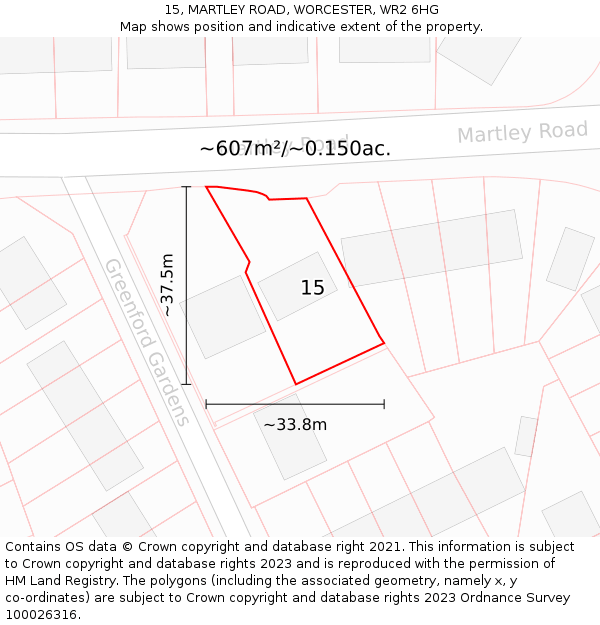 15, MARTLEY ROAD, WORCESTER, WR2 6HG: Plot and title map