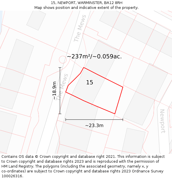 15, NEWPORT, WARMINSTER, BA12 8RH: Plot and title map