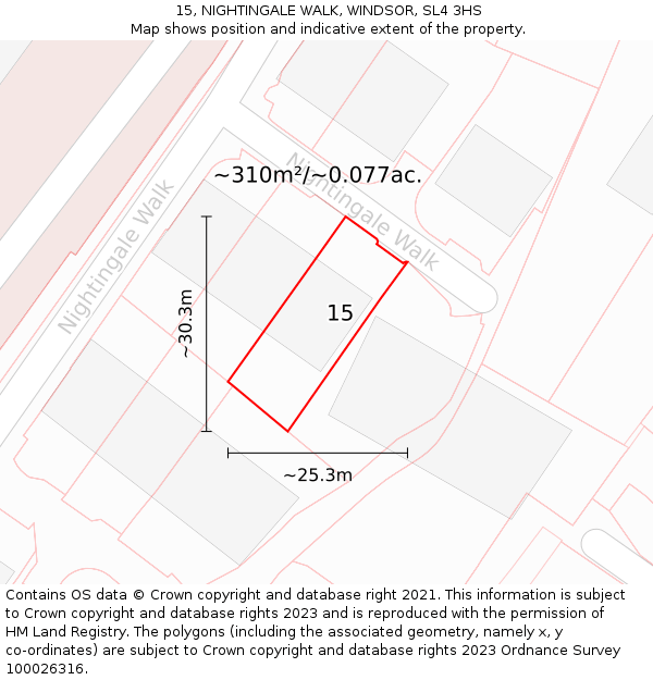 15, NIGHTINGALE WALK, WINDSOR, SL4 3HS: Plot and title map