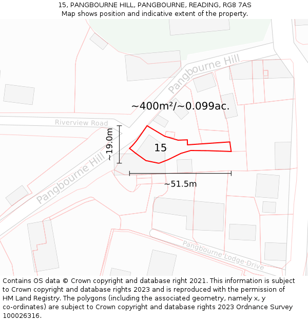 15, PANGBOURNE HILL, PANGBOURNE, READING, RG8 7AS: Plot and title map