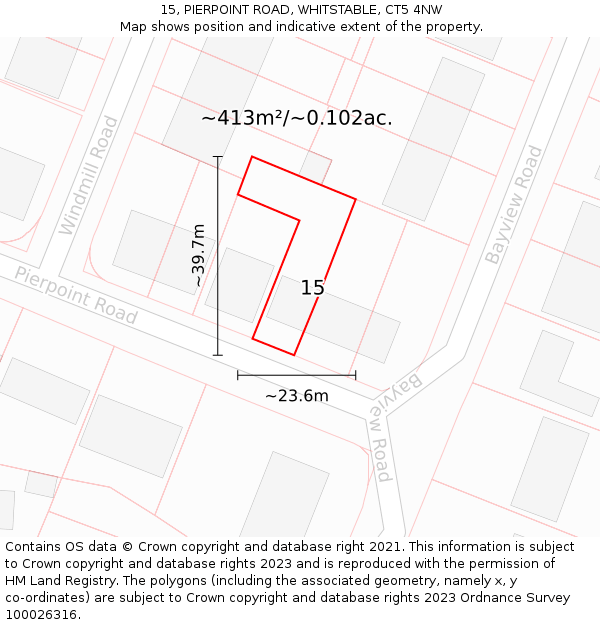 15, PIERPOINT ROAD, WHITSTABLE, CT5 4NW: Plot and title map