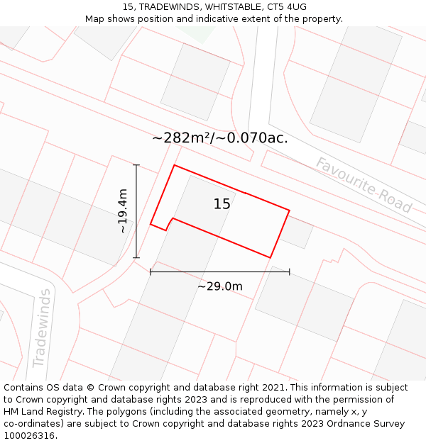 15, TRADEWINDS, WHITSTABLE, CT5 4UG: Plot and title map