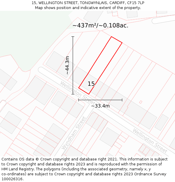 15, WELLINGTON STREET, TONGWYNLAIS, CARDIFF, CF15 7LP: Plot and title map
