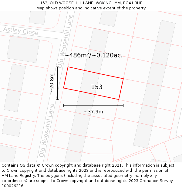 153, OLD WOOSEHILL LANE, WOKINGHAM, RG41 3HR: Plot and title map