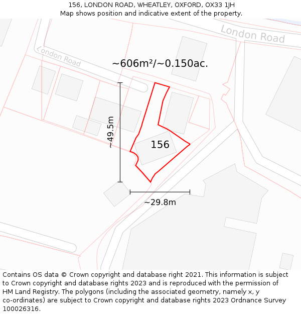 156, LONDON ROAD, WHEATLEY, OXFORD, OX33 1JH: Plot and title map