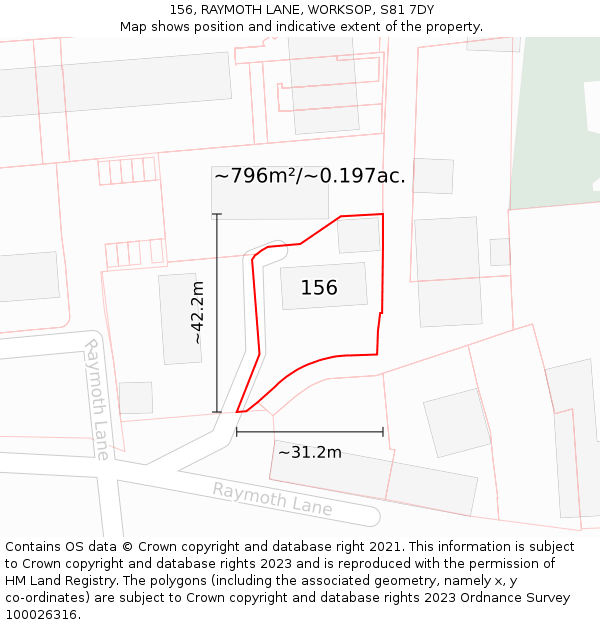 156, RAYMOTH LANE, WORKSOP, S81 7DY: Plot and title map