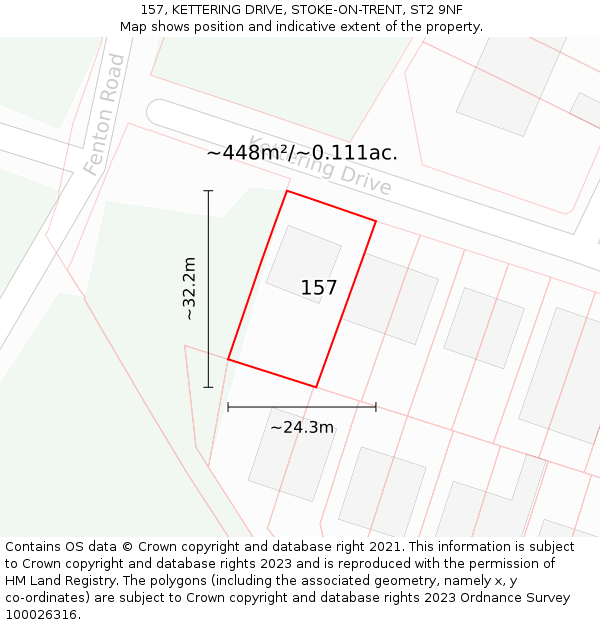 157, KETTERING DRIVE, STOKE-ON-TRENT, ST2 9NF: Plot and title map