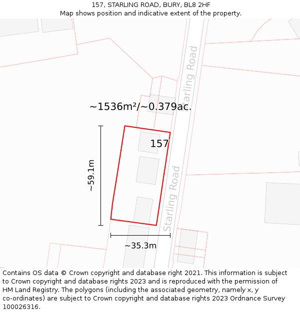 157, STARLING ROAD, BURY, BL8 2HF: Plot and title map