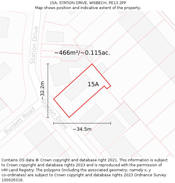 15A, STATION DRIVE, WISBECH, PE13 2PP: Plot and title map