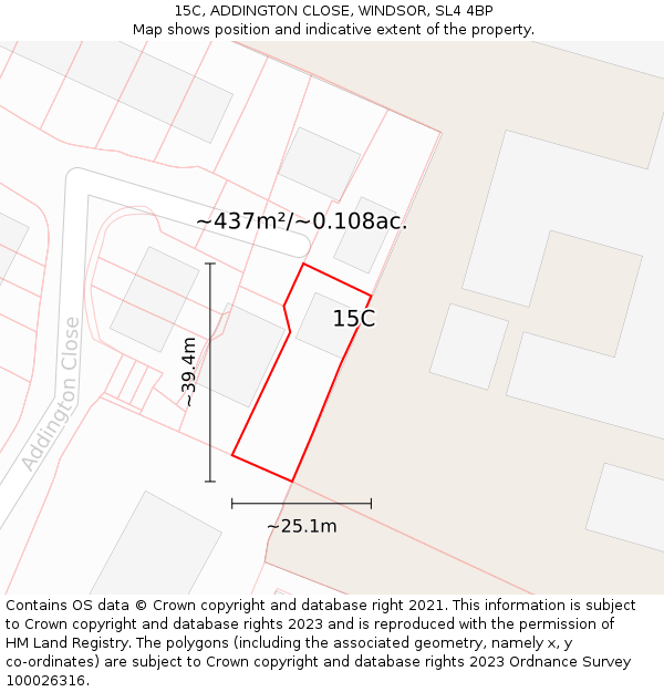 15C, ADDINGTON CLOSE, WINDSOR, SL4 4BP: Plot and title map