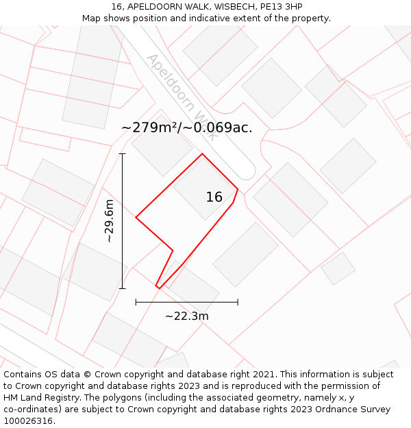 16, APELDOORN WALK, WISBECH, PE13 3HP: Plot and title map