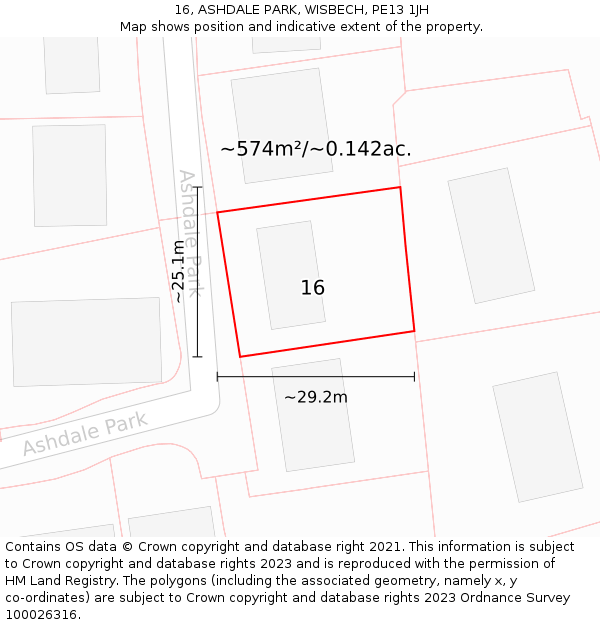 16, ASHDALE PARK, WISBECH, PE13 1JH: Plot and title map