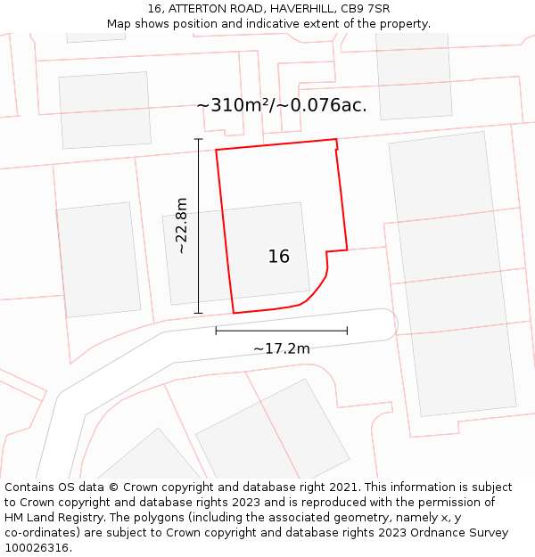 16, ATTERTON ROAD, HAVERHILL, CB9 7SR: Plot and title map