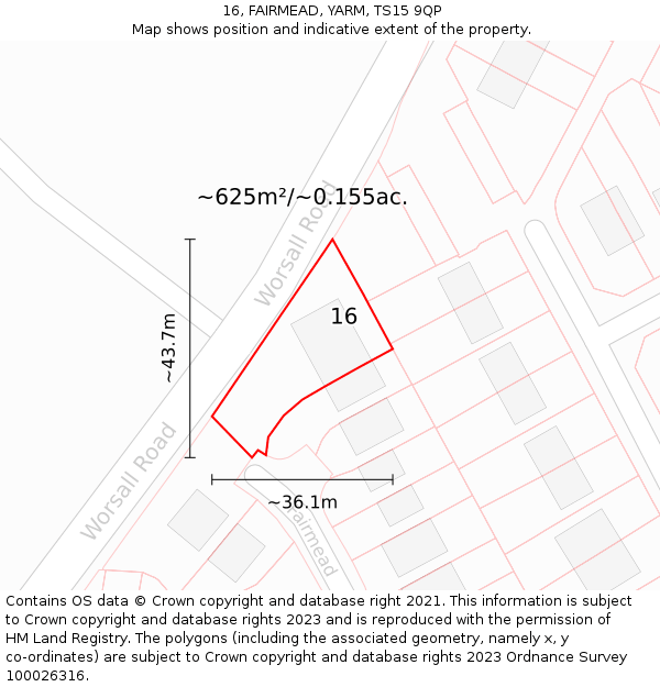 16, FAIRMEAD, YARM, TS15 9QP: Plot and title map