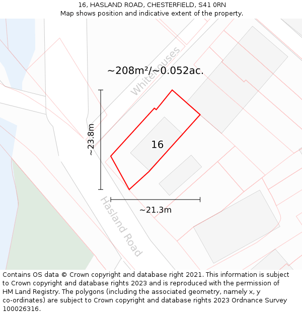 16, HASLAND ROAD, CHESTERFIELD, S41 0RN: Plot and title map