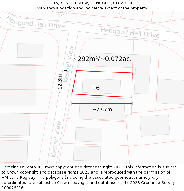 16, KESTREL VIEW, HENGOED, CF82 7LN: Plot and title map