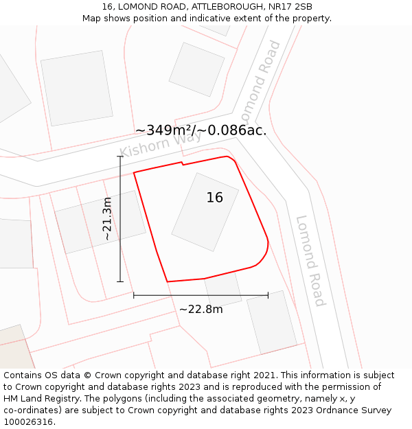 16, LOMOND ROAD, ATTLEBOROUGH, NR17 2SB: Plot and title map