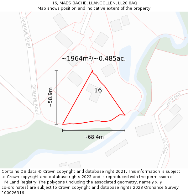 16, MAES BACHE, LLANGOLLEN, LL20 8AQ: Plot and title map