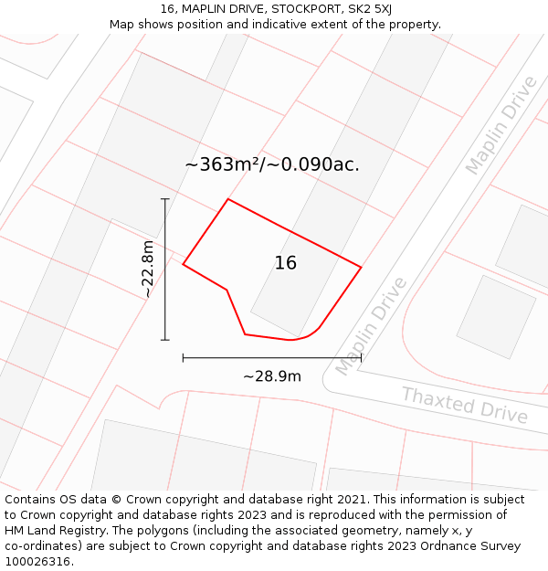 16, MAPLIN DRIVE, STOCKPORT, SK2 5XJ: Plot and title map
