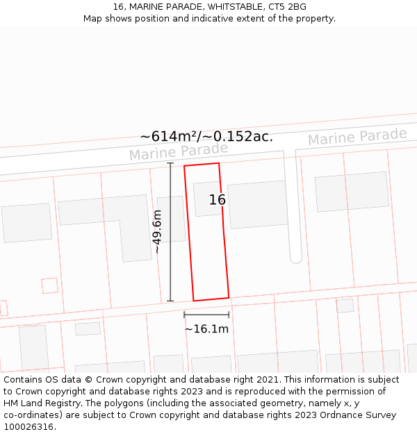 16, MARINE PARADE, WHITSTABLE, CT5 2BG: Plot and title map