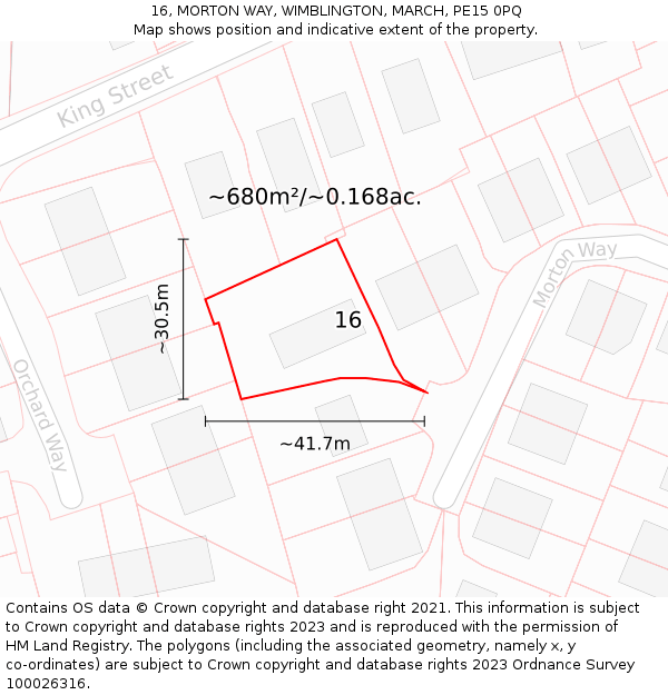 16, MORTON WAY, WIMBLINGTON, MARCH, PE15 0PQ: Plot and title map