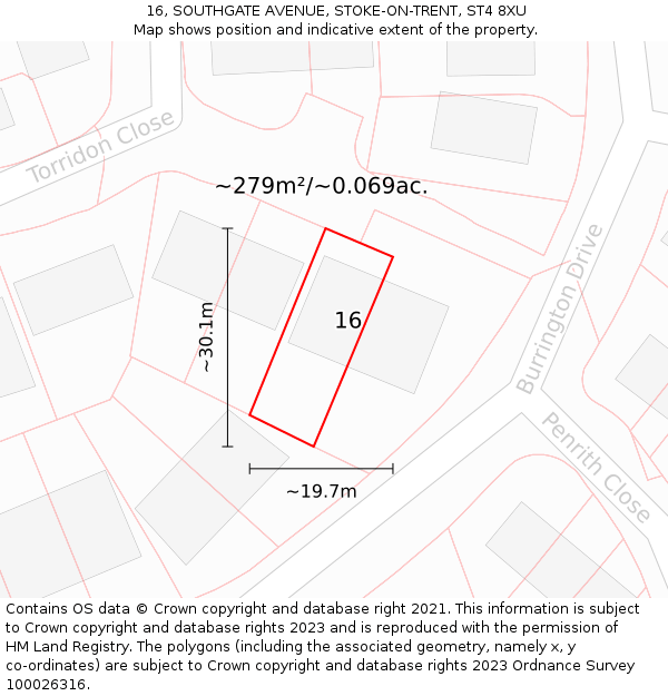 16, SOUTHGATE AVENUE, STOKE-ON-TRENT, ST4 8XU: Plot and title map