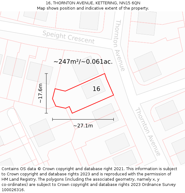 16, THORNTON AVENUE, KETTERING, NN15 6QN: Plot and title map