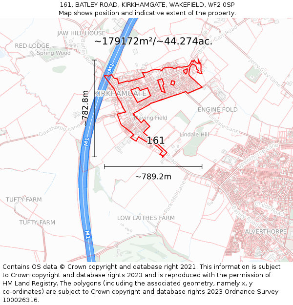 161, BATLEY ROAD, KIRKHAMGATE, WAKEFIELD, WF2 0SP: Plot and title map