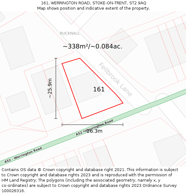 161, WERRINGTON ROAD, STOKE-ON-TRENT, ST2 9AQ: Plot and title map