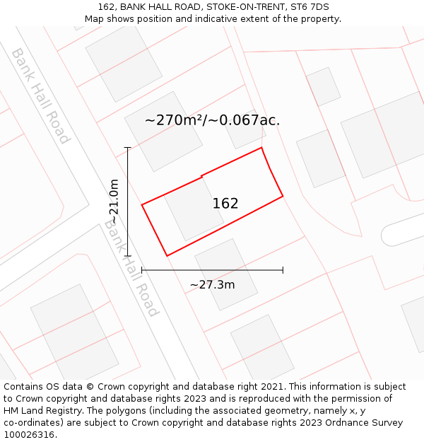 162, BANK HALL ROAD, STOKE-ON-TRENT, ST6 7DS: Plot and title map